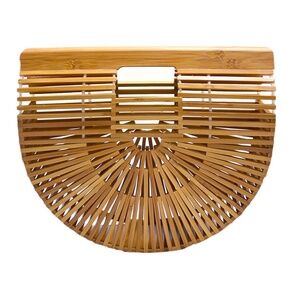 Miuco Womens Bamboo Handbag Handmade Large Tote Bag Straw Beach Bags Beach Purse